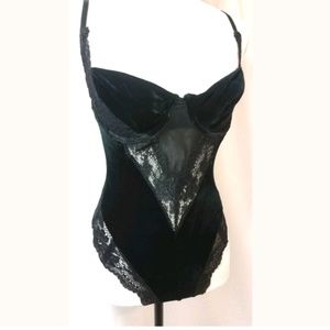 36B Victoria's Secret Black Velvet Lace Bodysuit